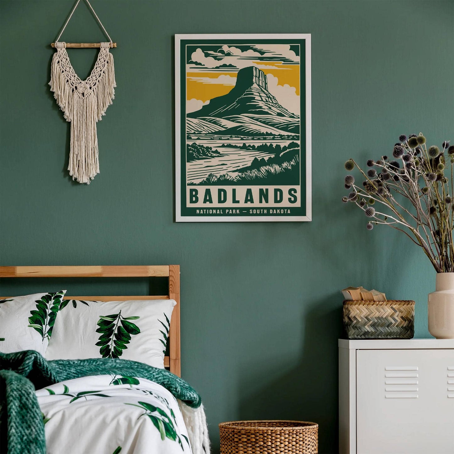 Badlands South Dakota Green Travel Poster - HypeSheriff