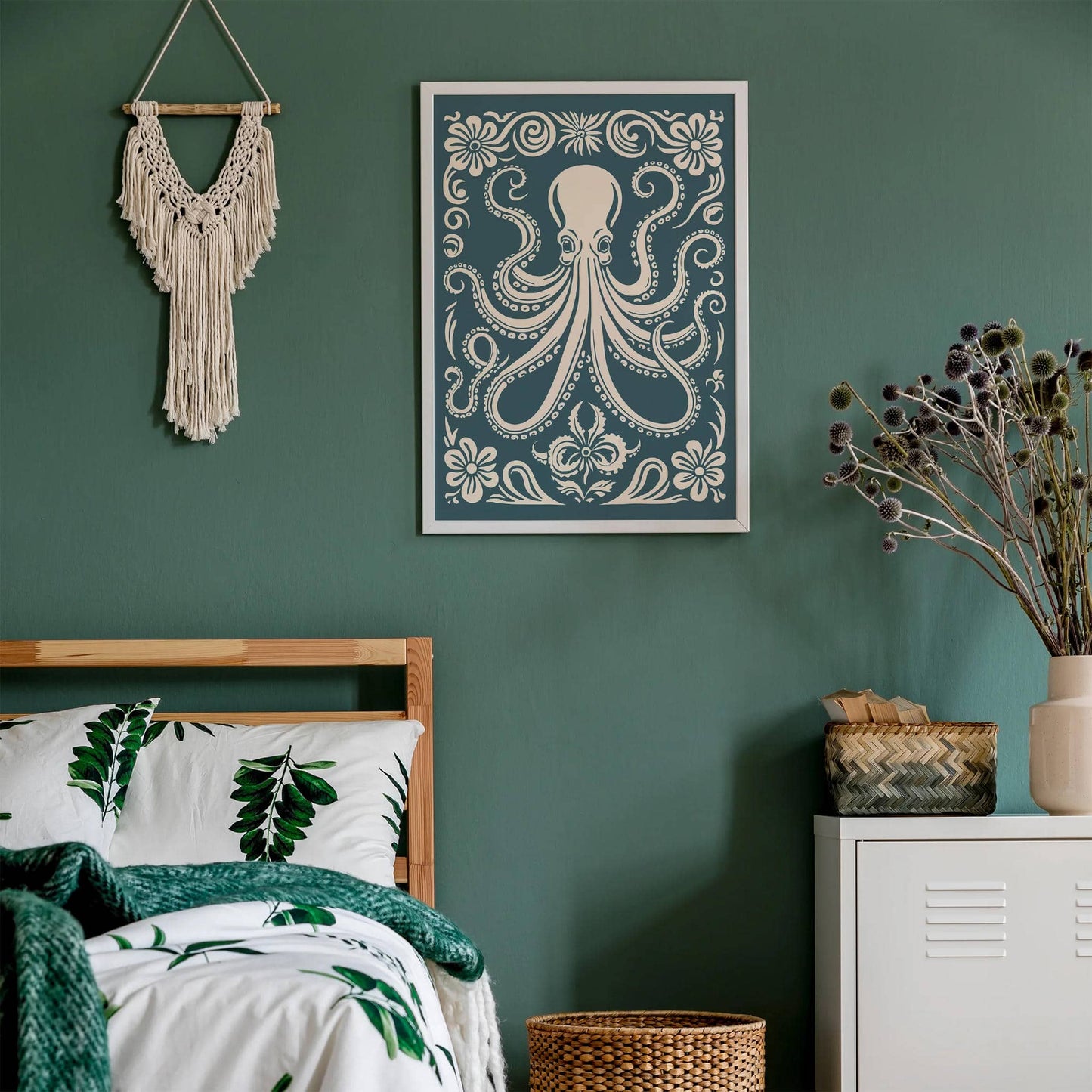 Rococo Octopus Illustration – Bold Color Wall Decor