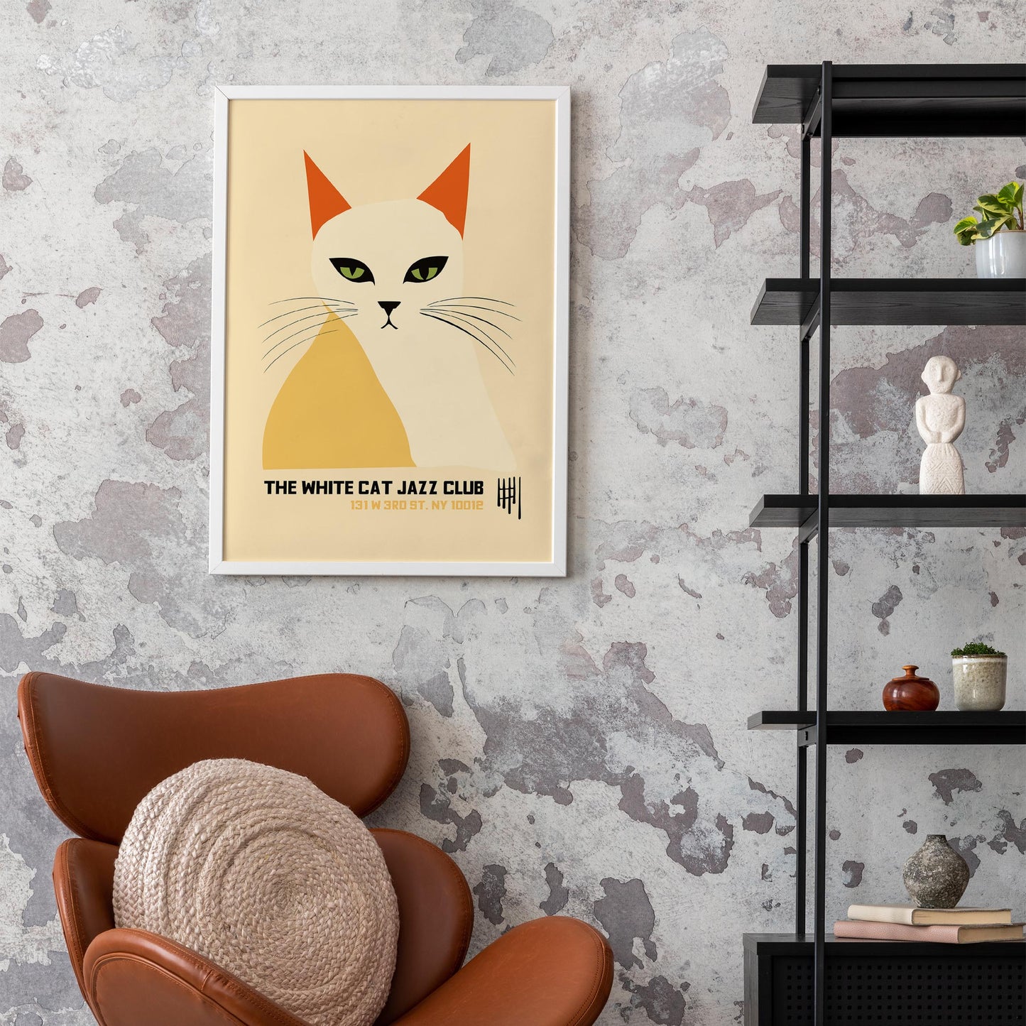 Retro Cat Music Wall Art Print