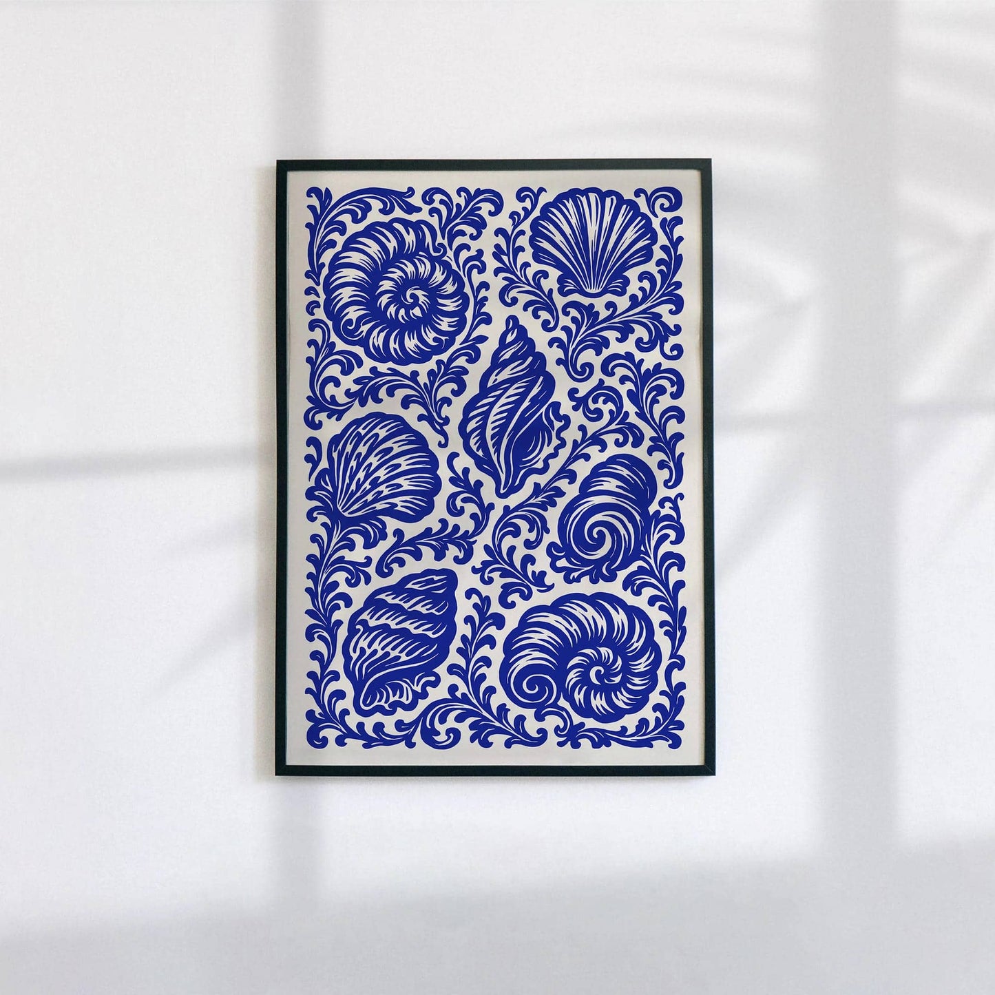 Rococo Blue Seashells Poster