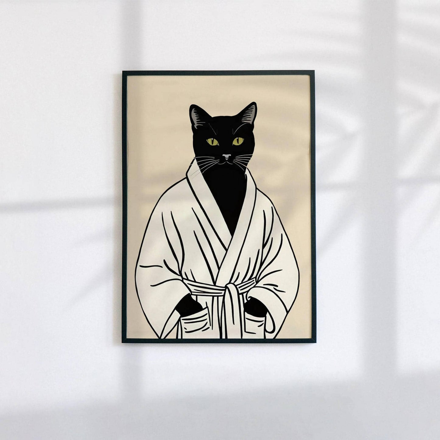 Cute Black Cat in Bathrobe Poster