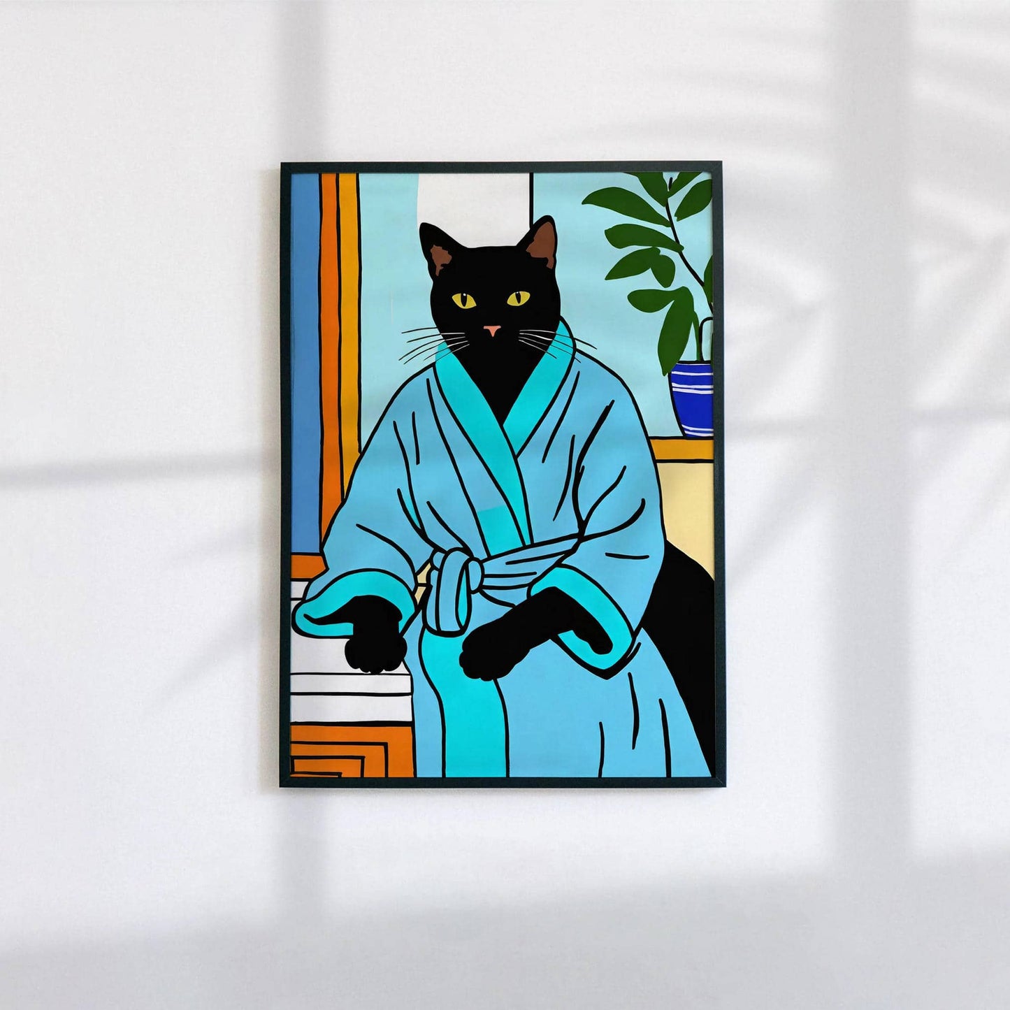 Bathrobe Cat Bathroom Poster