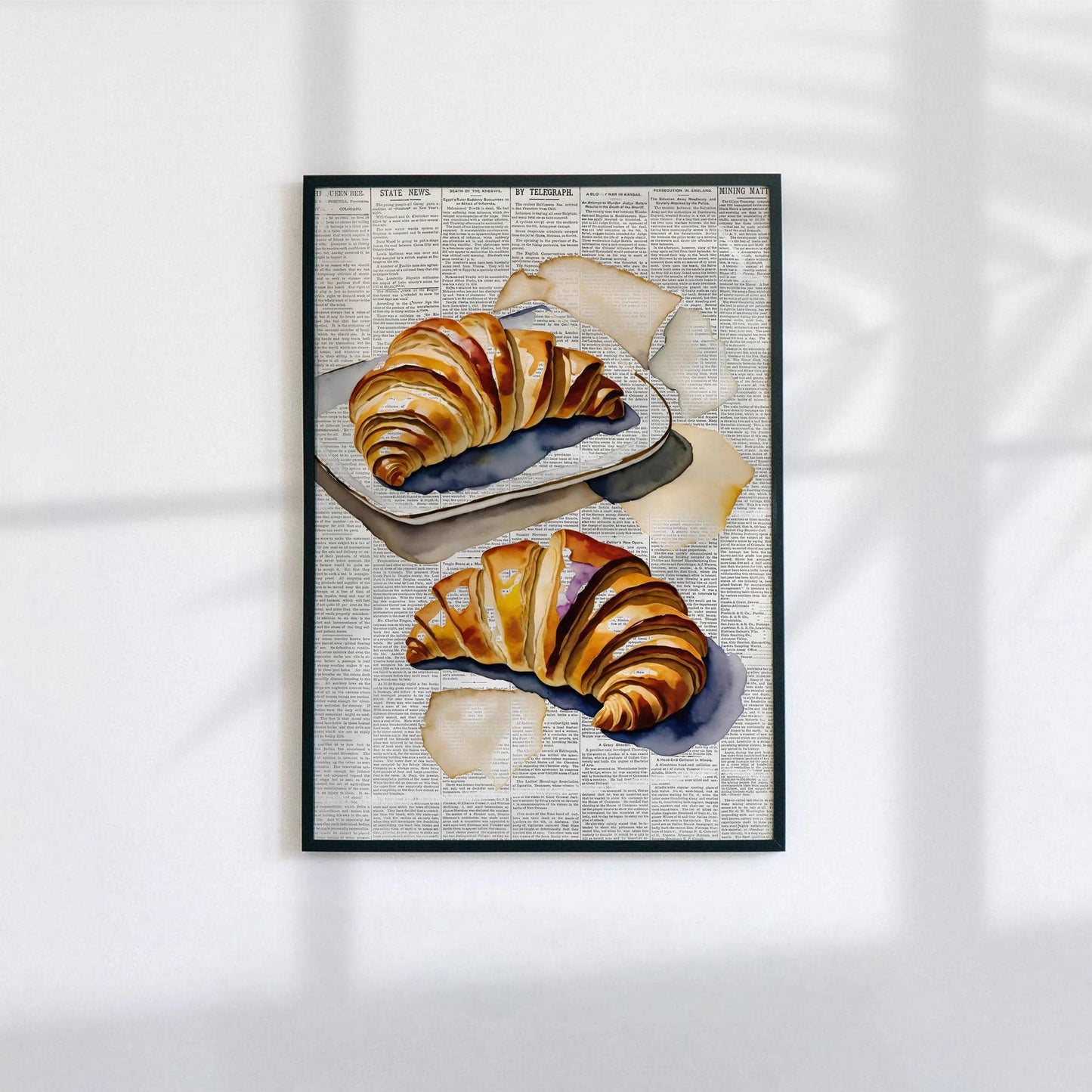 Watercolor Croissants Newspaper Poster - HypeSheriff