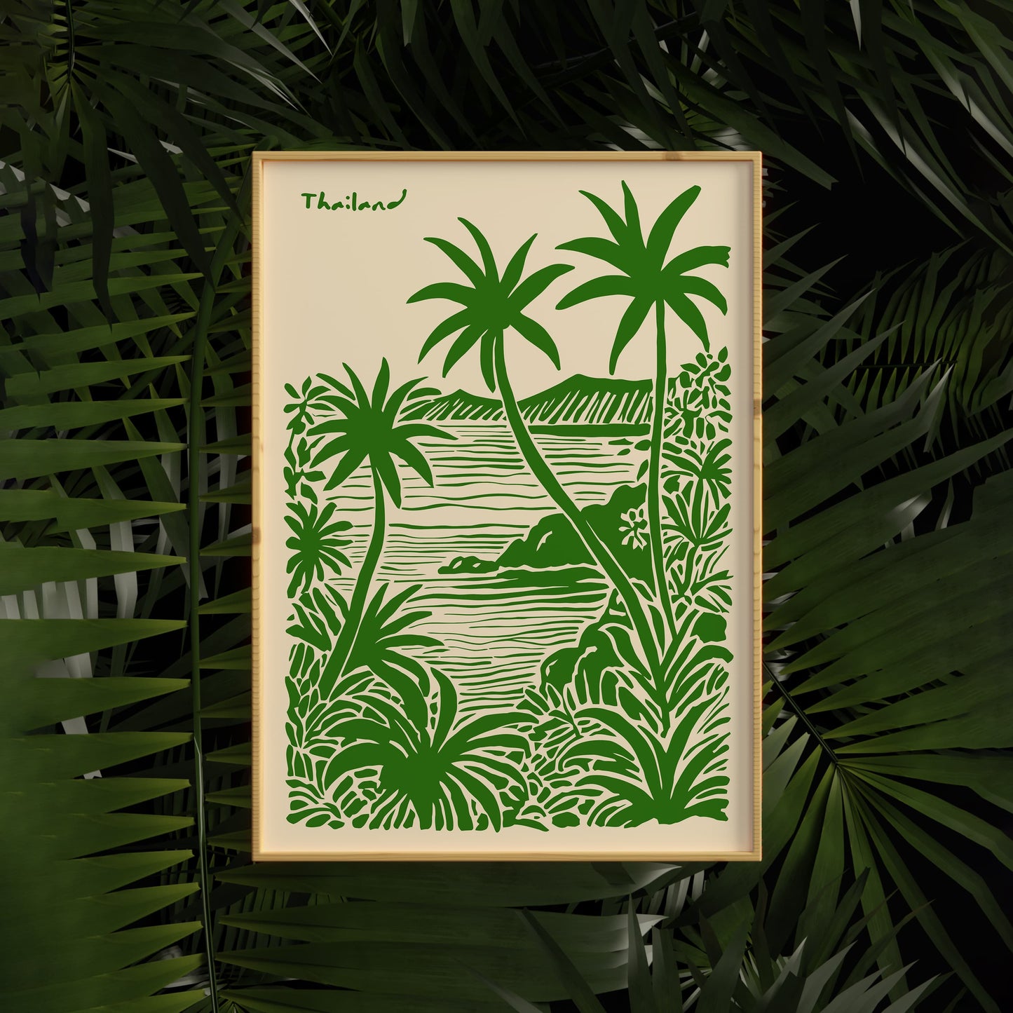 Thailand Tropical Poster - Green Landscape Travel Wall Art