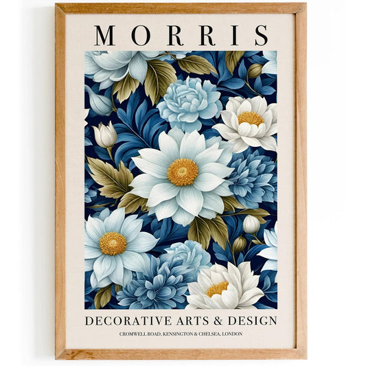 Morris Floral Blue Bathroom Wall Art - HypeSheriff