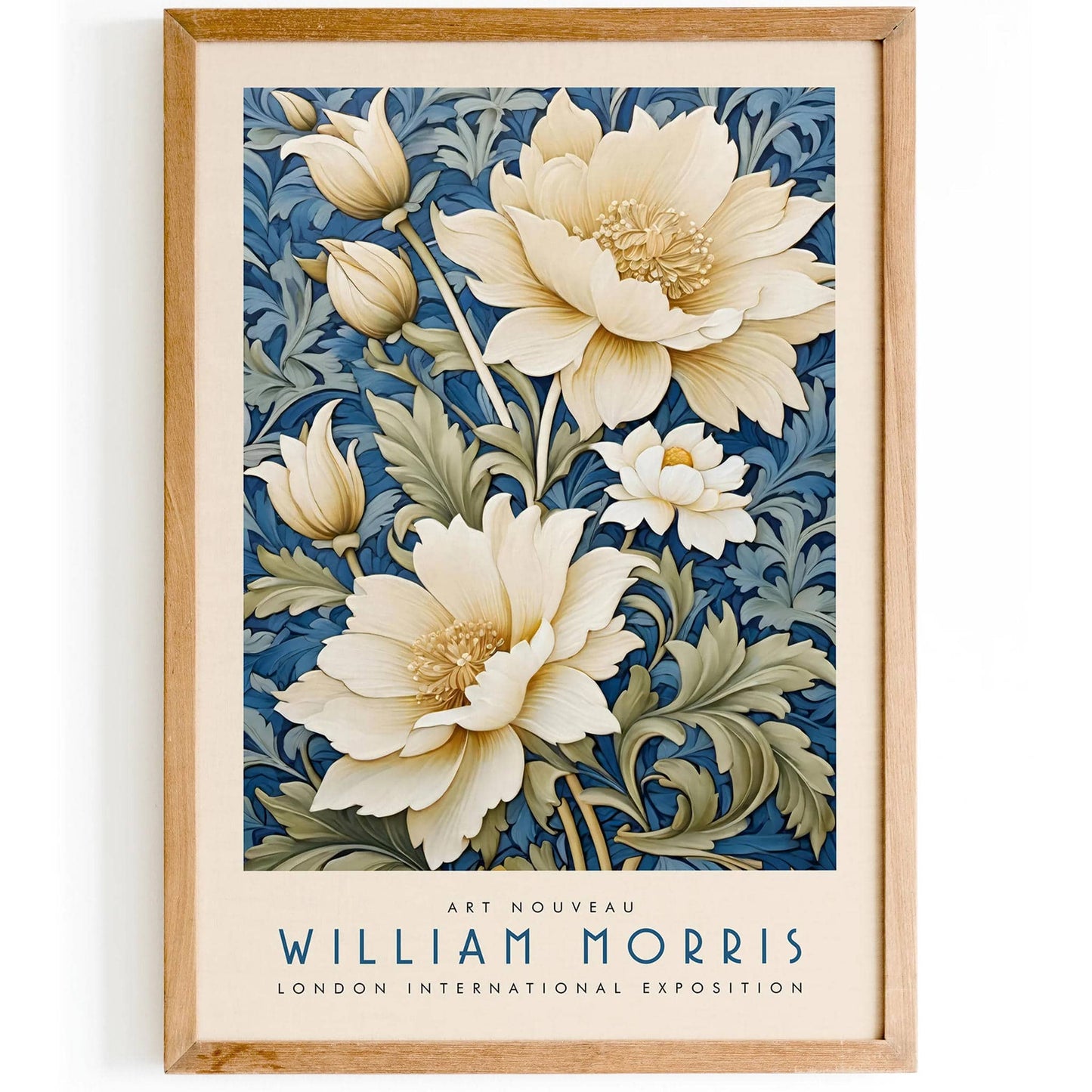 Blue Classic Floral Art Print - Morris Inspired - HypeSheriff