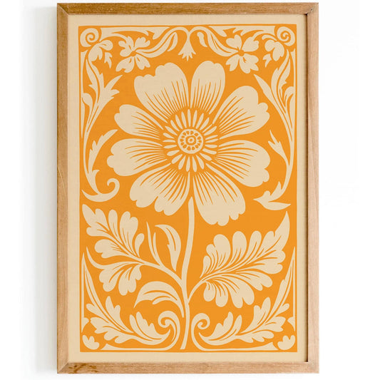 Yellow Rococo Floral Botanical Art Print Poster