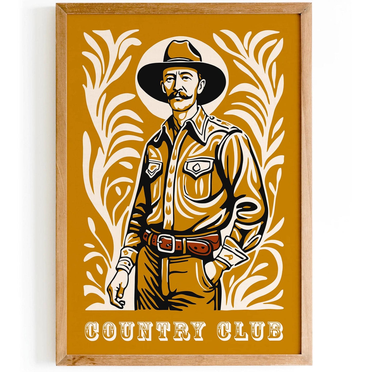 Country Club Poster - Mustard Yellow Cowboy Portrait