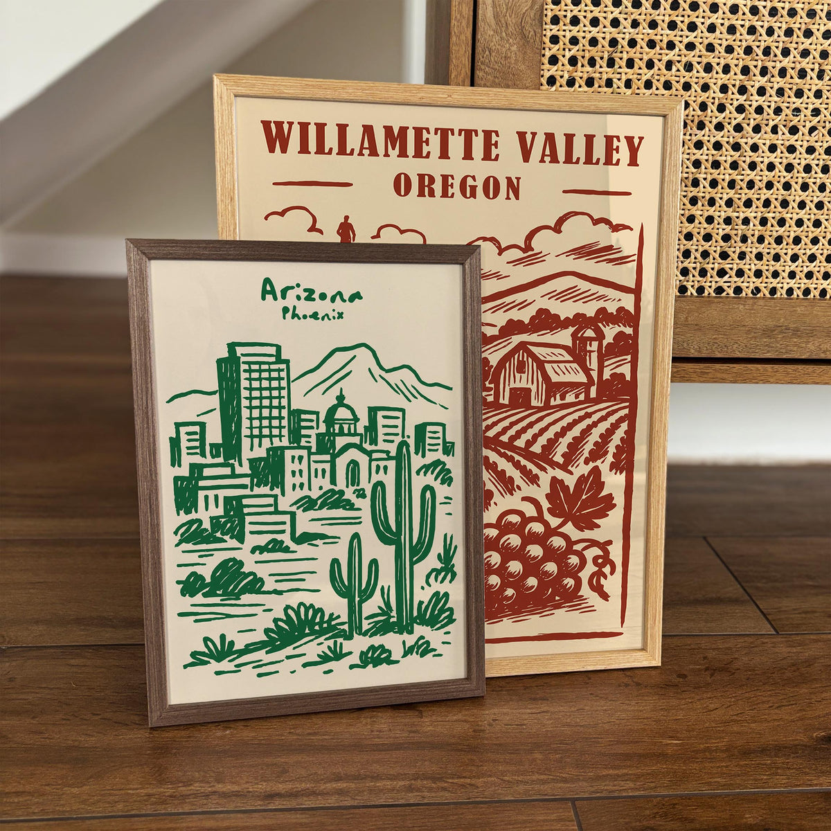 Phoenix Arizona Green Cityscape Travel Poster