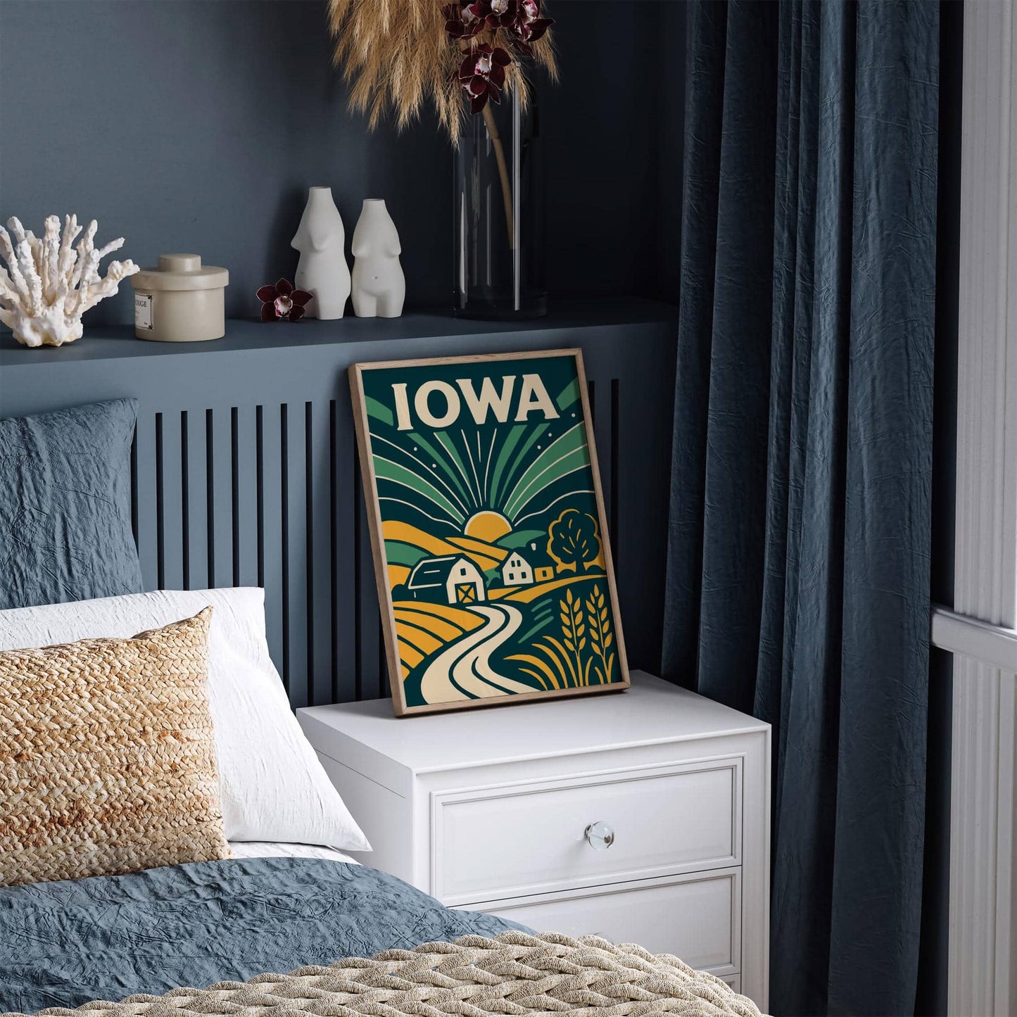 Iowa Travel Poster - Retro Scenic Wall Art