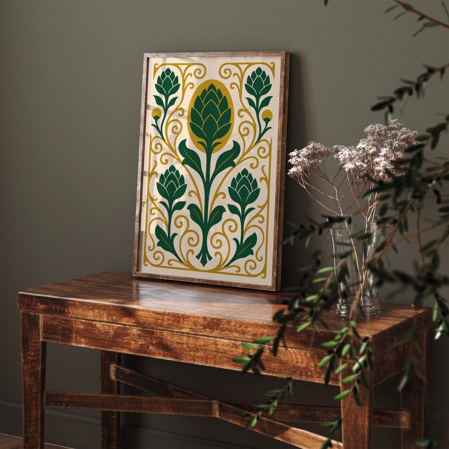 Art Nouveau Abstract Artichoke Art Print for Kitchen Decor