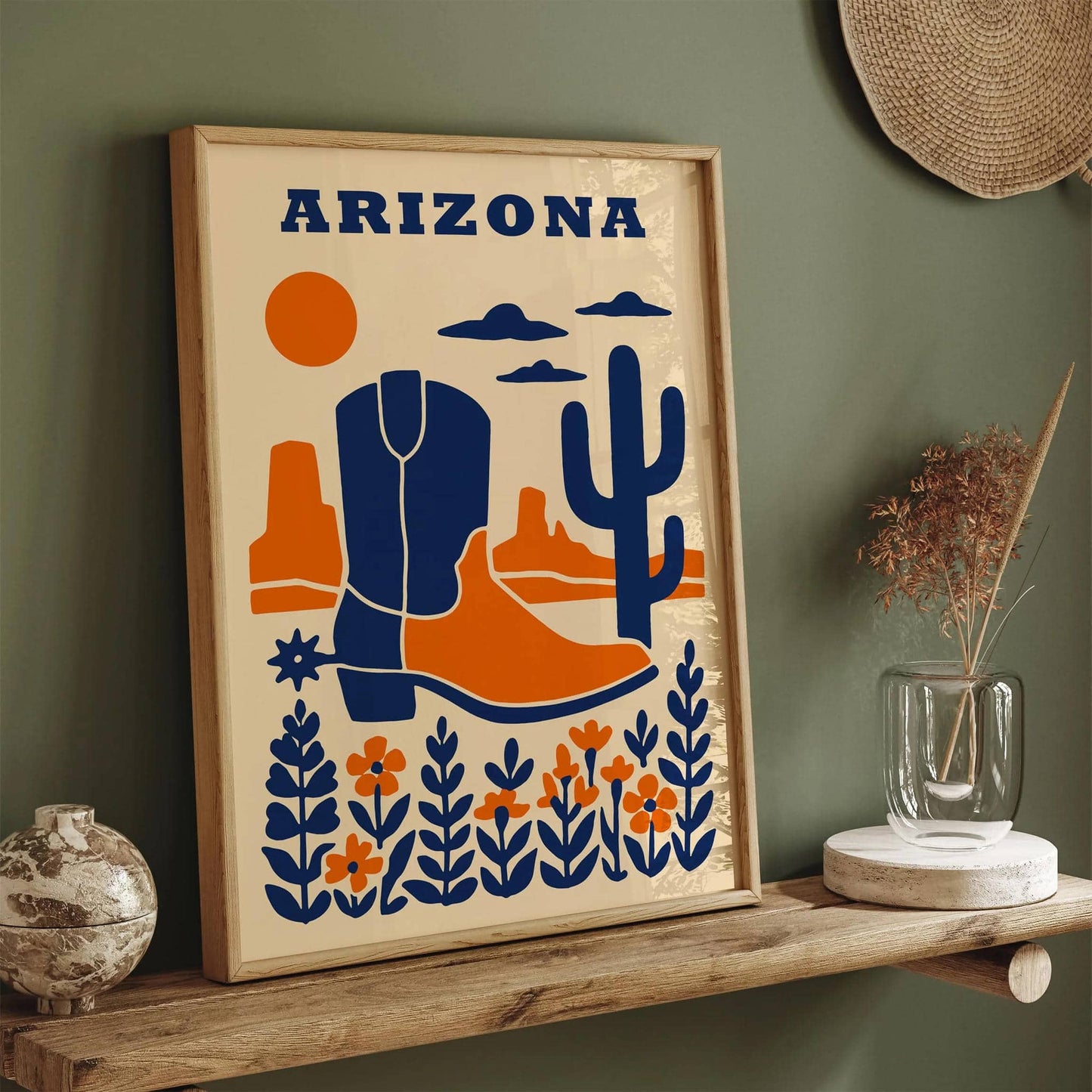 Arizona Texas Blue Orange Art Print