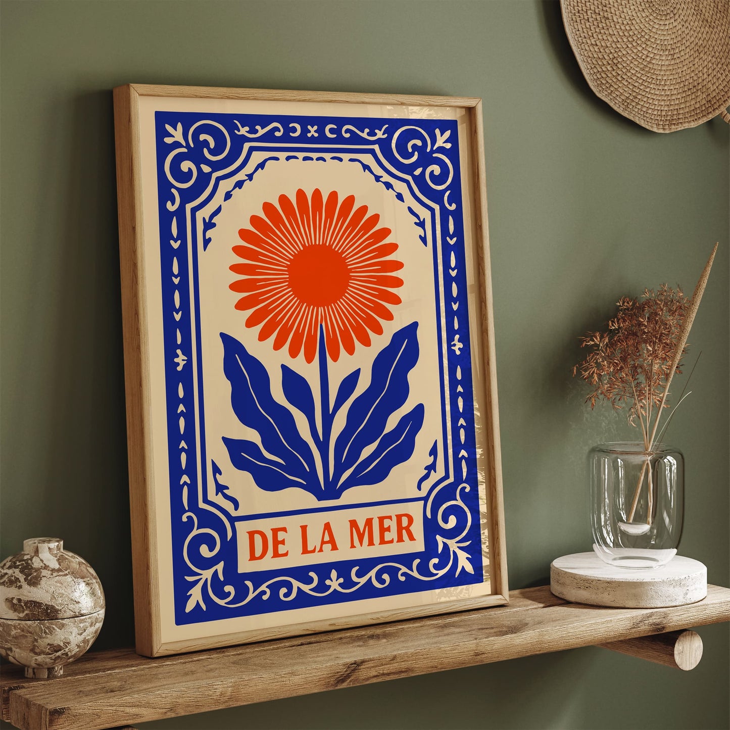 De La Mer Flowers Art Print - Nautical Bohemian Home Decor