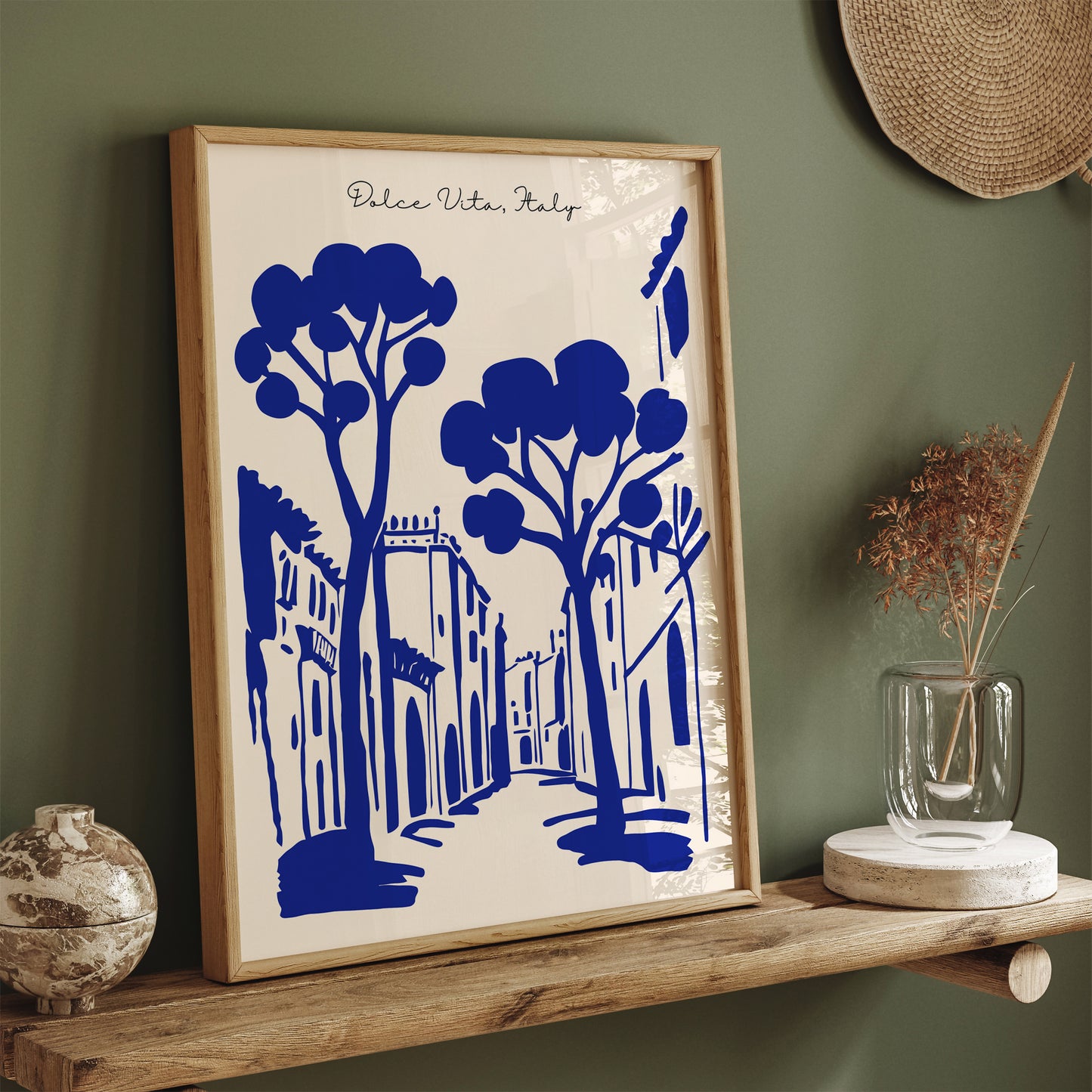 Dolce Vita, Italy Minimalist Blue Poster