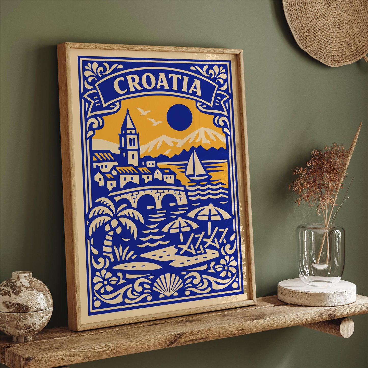 Croatia Travel Poster - Blue Adriatic Wall Art