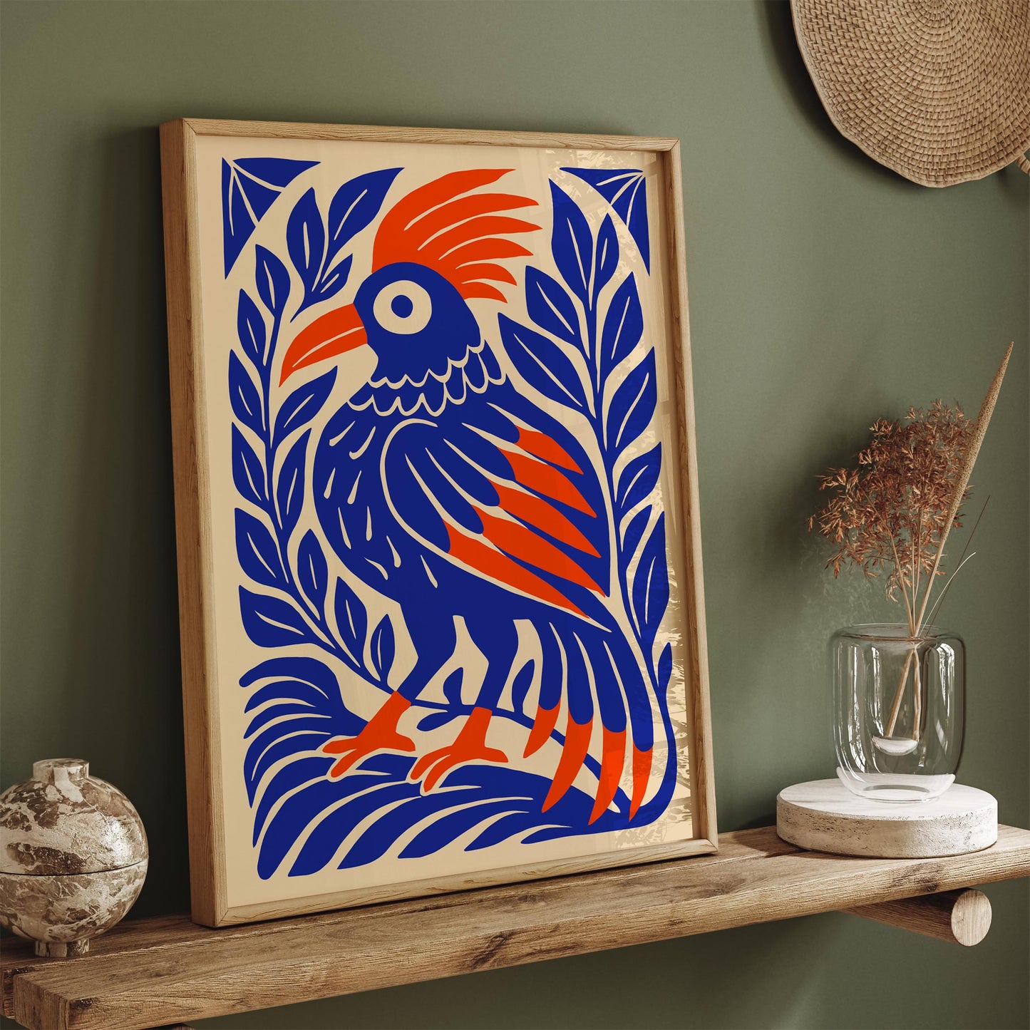 Tropical Parrot Poster - Blue Mexican Bird Wall Art