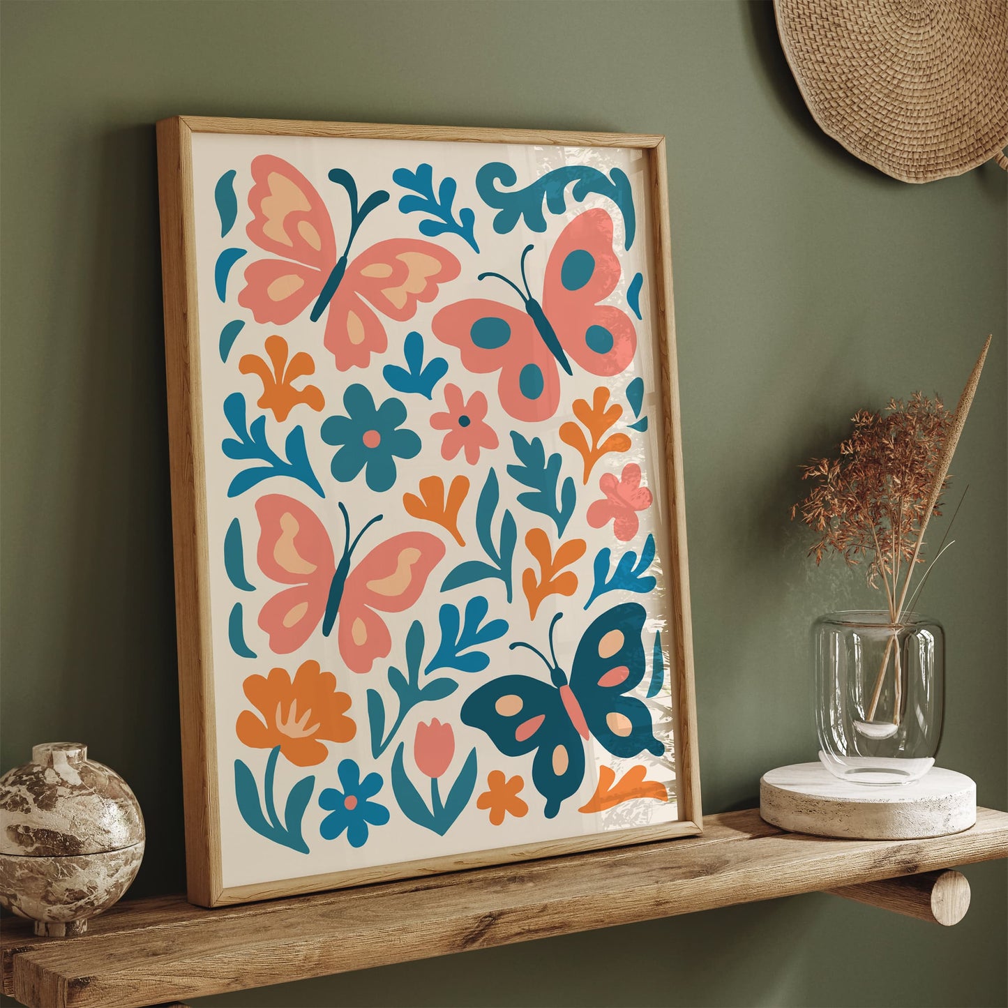 Butterflies Flowers Poster - Nursery Wall Art