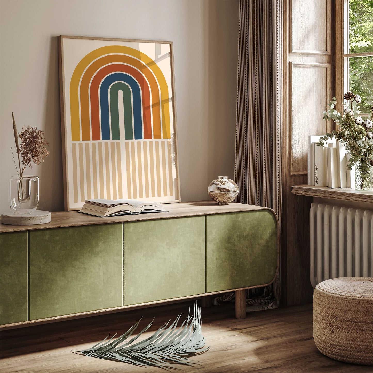 Retro Rainbow Poster - Geometric Modern Wall Art