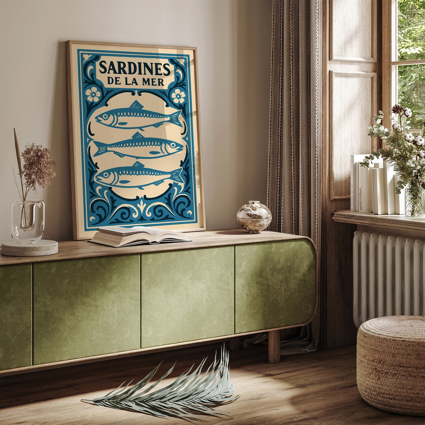 Sardines De La Mer Blue Nautical Poster 2026