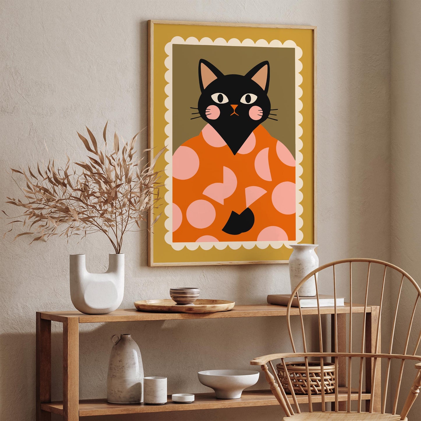 Fancy Black Cat Portrait Poster