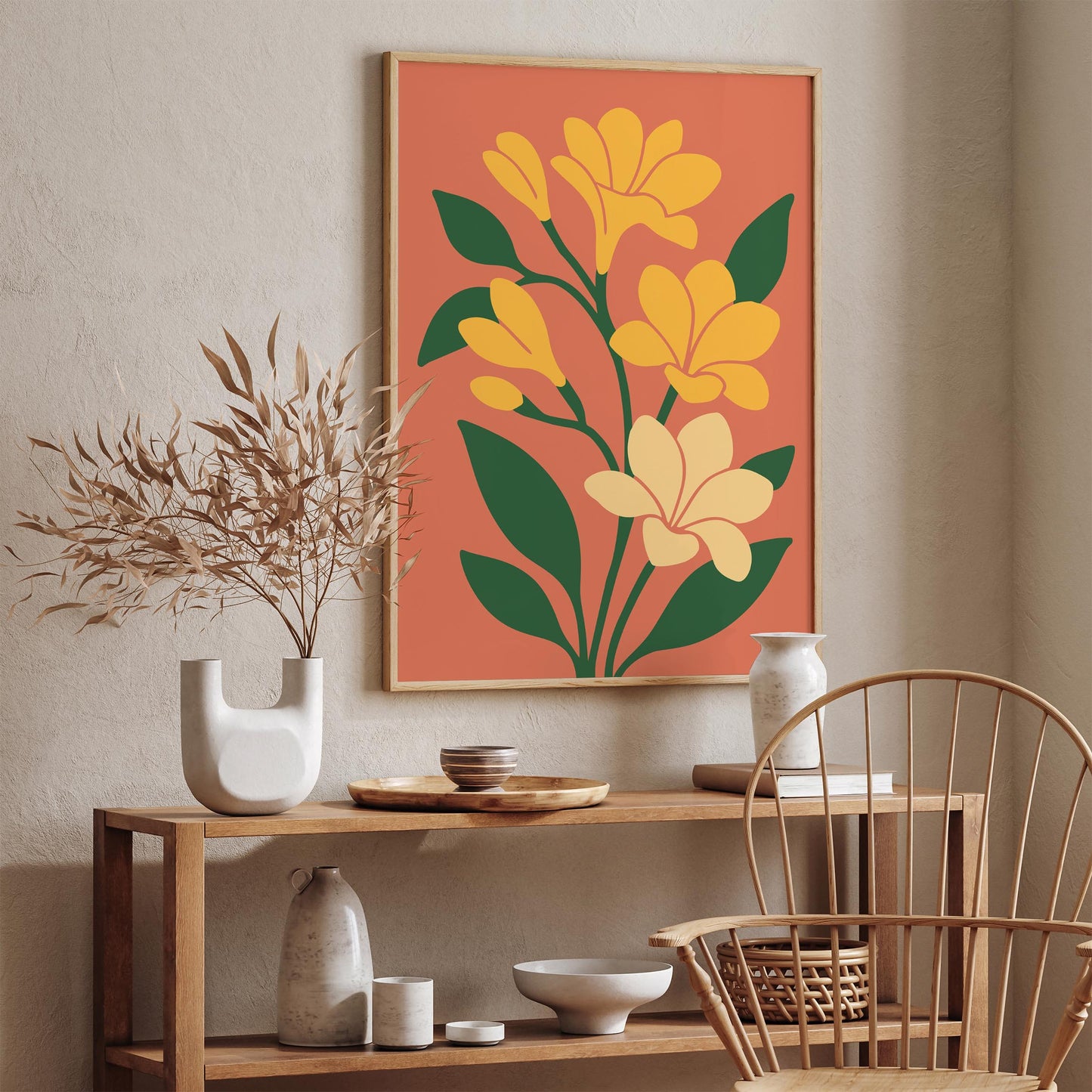 Yellow Freesia Flowers Poster - Boho Chic Wall Art Print