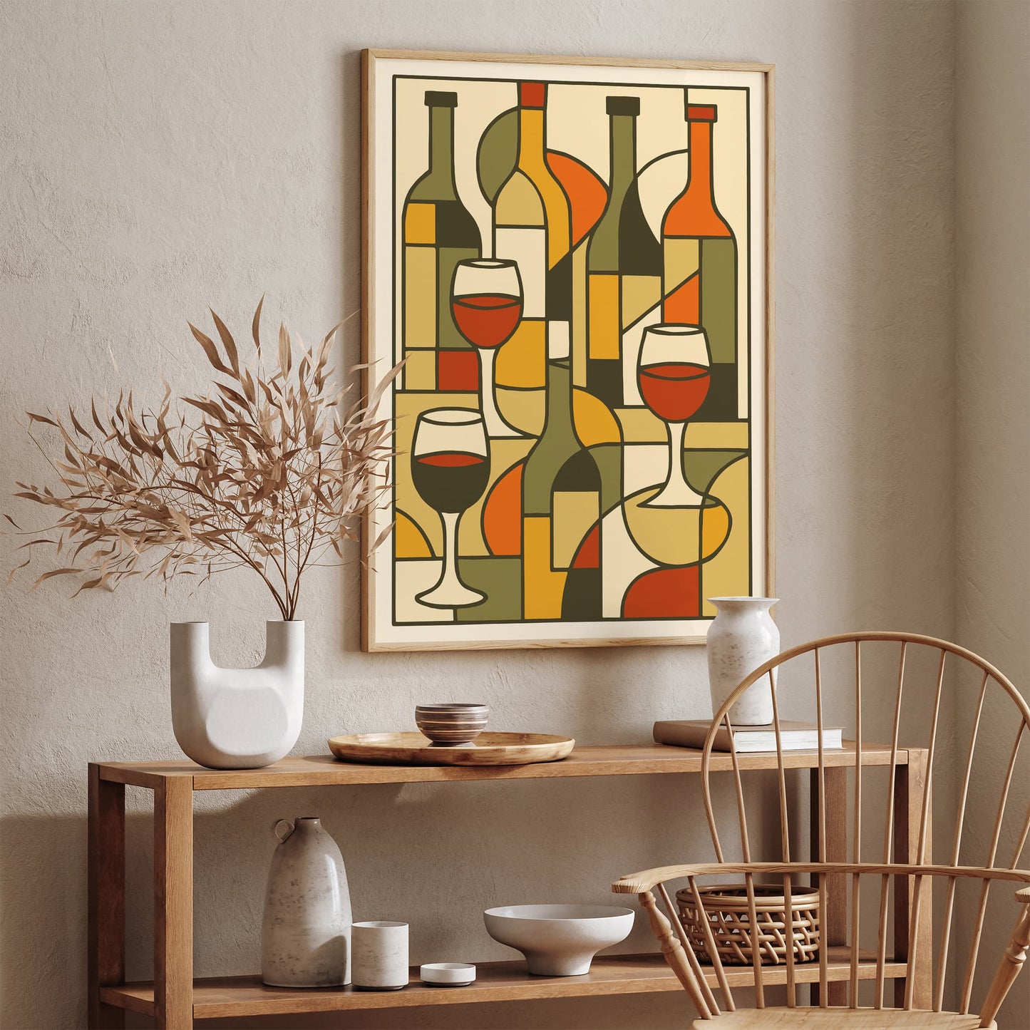 Cubist Wine Glasses Print - Modern Art Poster