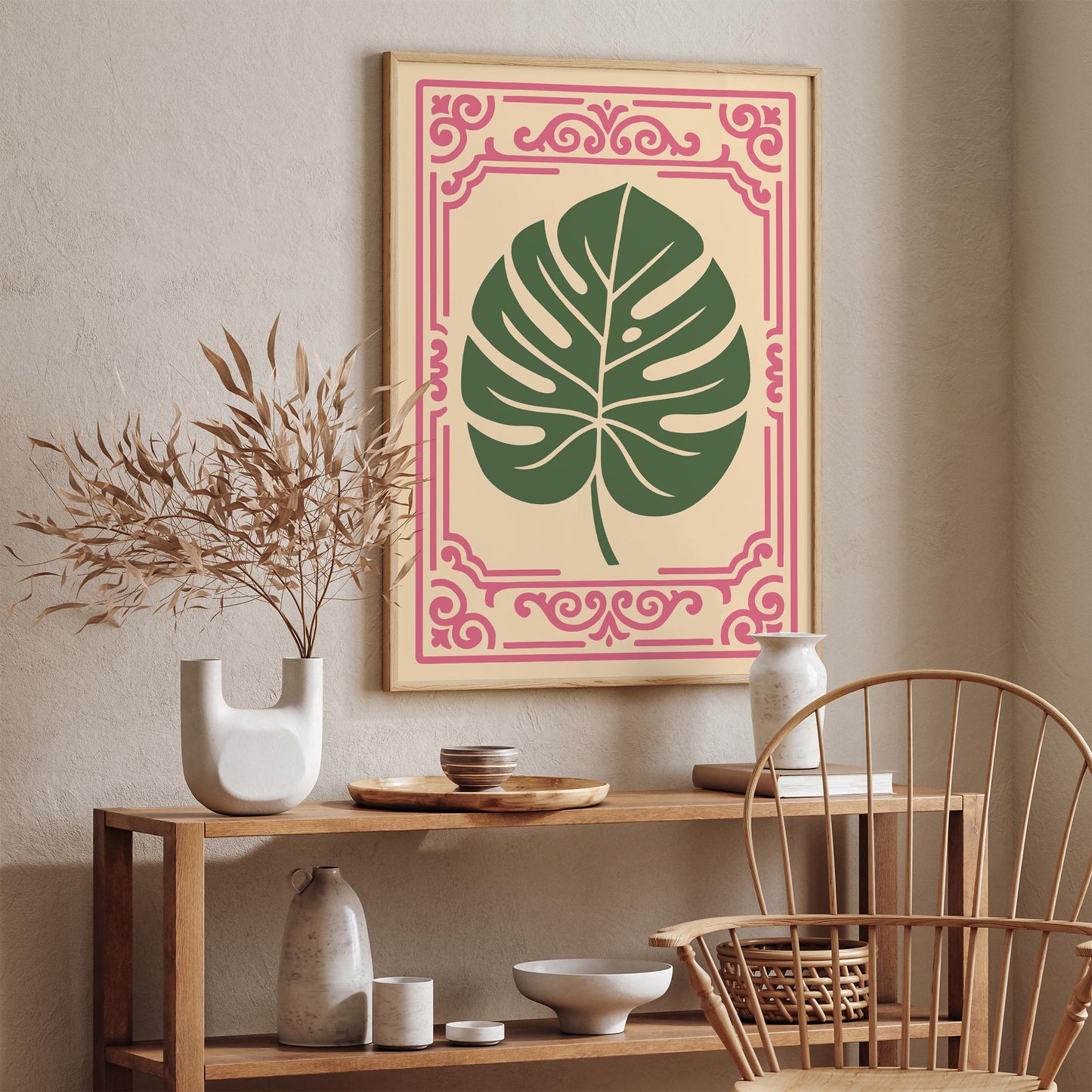 Rococo Revival Green Monstera Leaf Poster