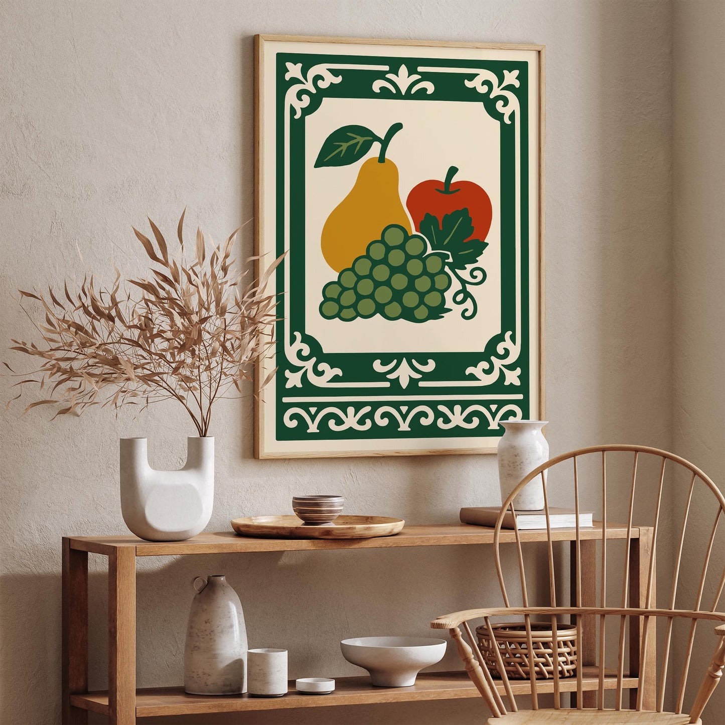 Still Life Poster, Rococo Fruit Kitchen Wall Decor