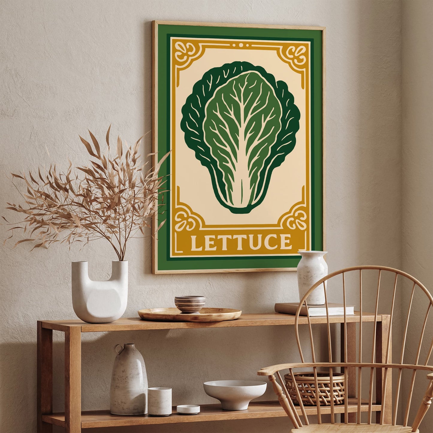 Lettuce Veggie Poster - Rococo Style Kitchen Art Print