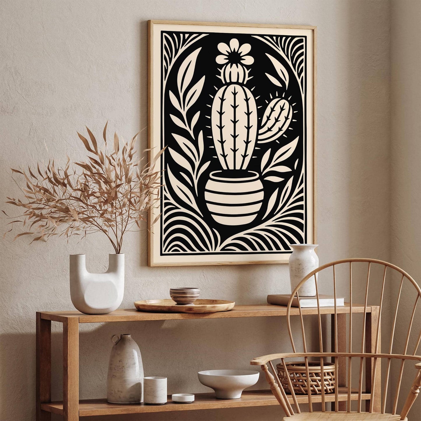 Art Deco Floral Cactus Wall Art Poster