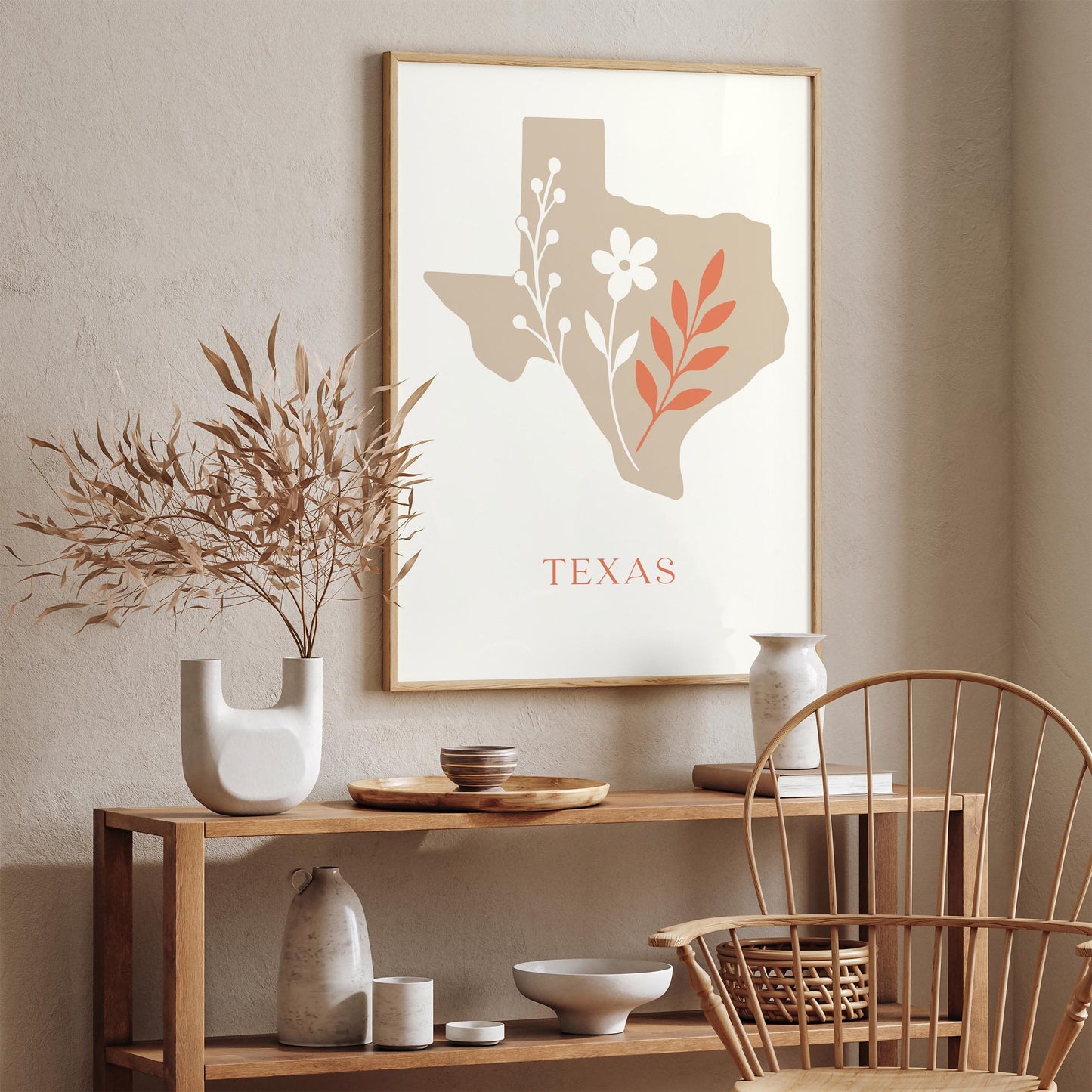 Minimalist Texas Map Poster - Modern Travel Wall Art Print