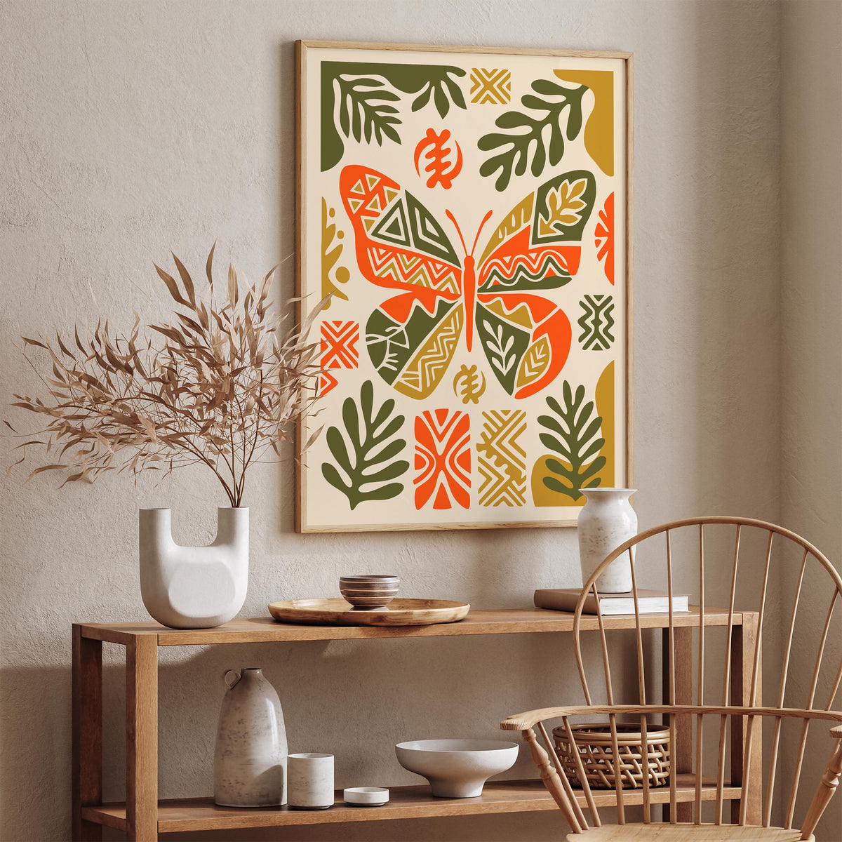 Boho Ethnic Butterfly Art Poster