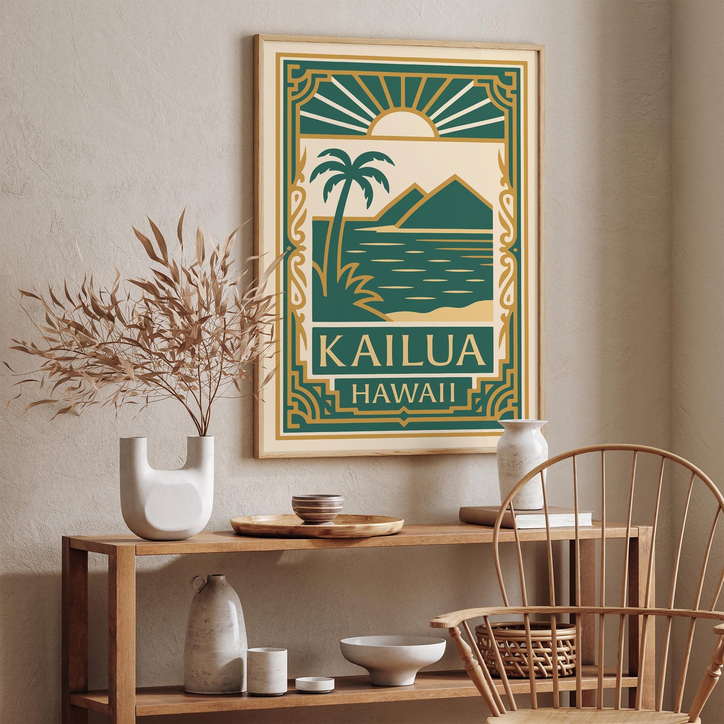 Kailua Hawaii Poster - Art Deco Travel Wall Art