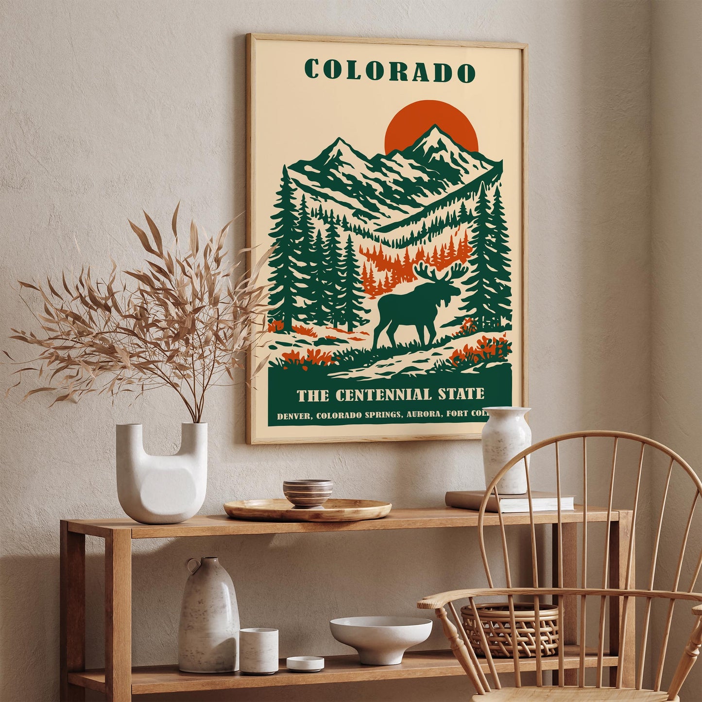 Colorado The Centennial State Travel Poster – Mountain Wall Art Print