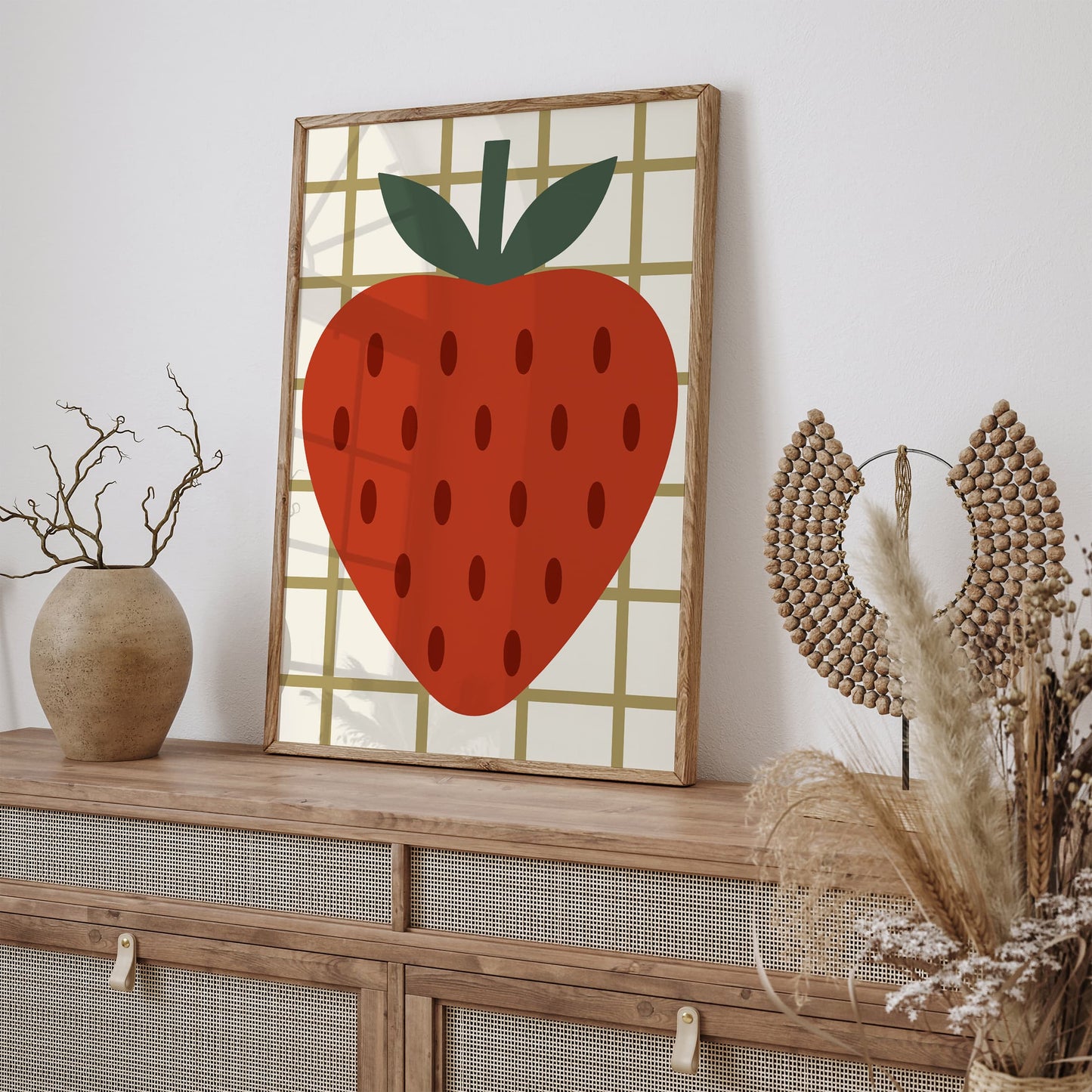 Big Red Strawberry - Minimalist Fruit Wall Art Print