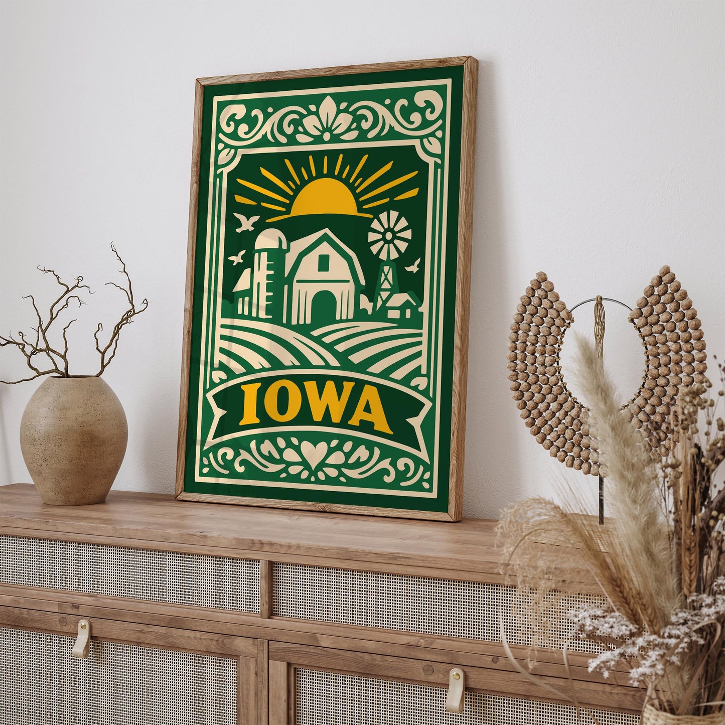 Iowa Green Poster - Travel Wall Art Print