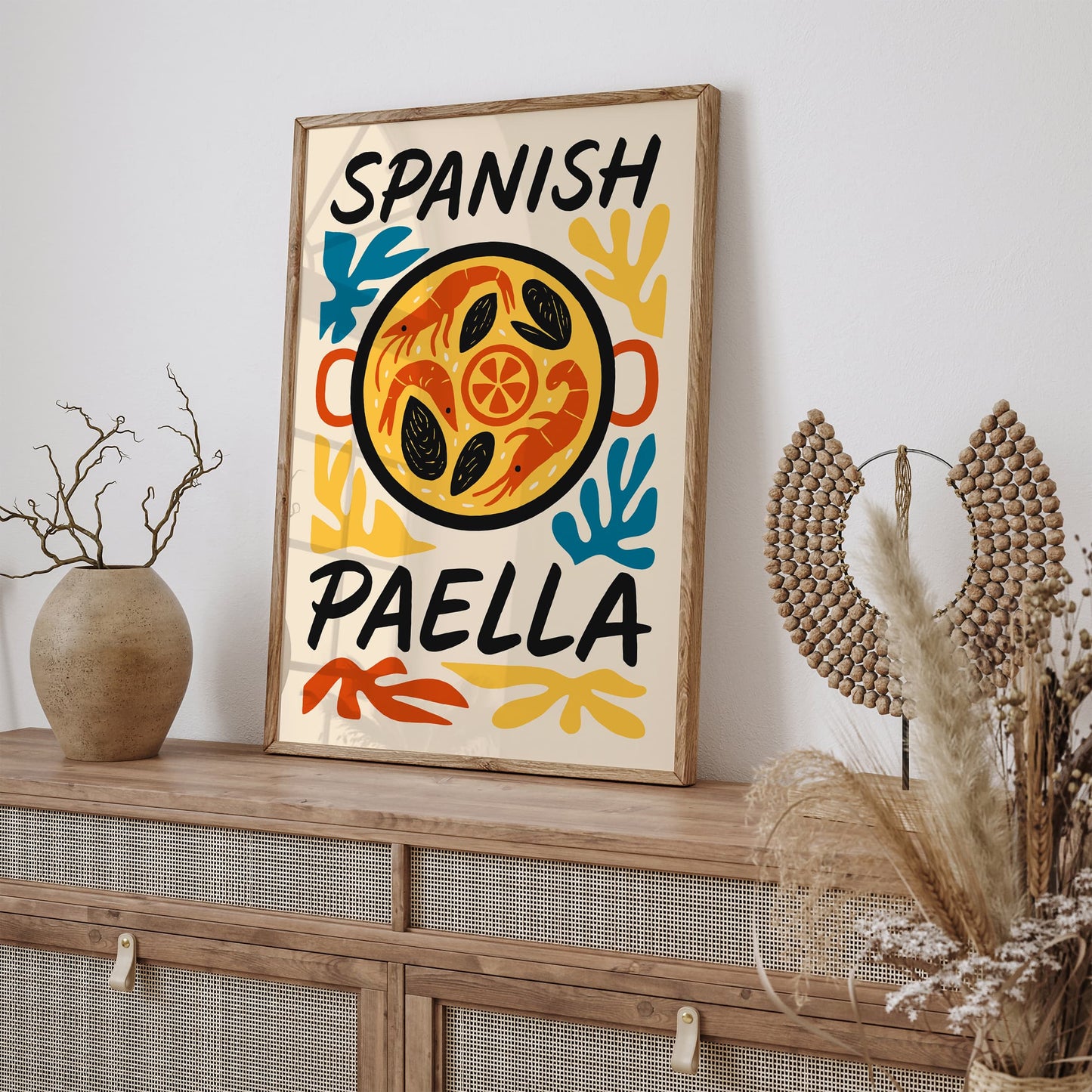Spanish Paella Dish Poster for Kitchen Wall Decor