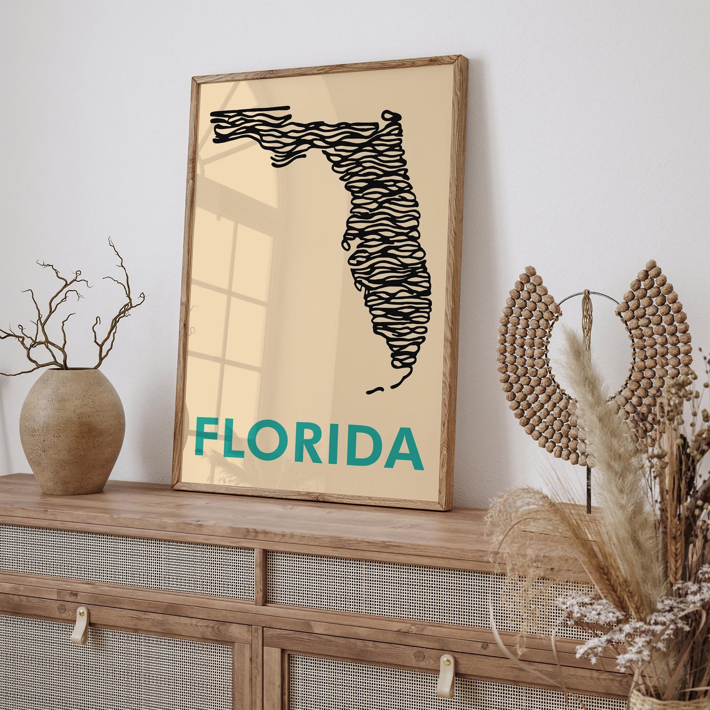 Florida Minimalist Poster - Mid Century Modern Wall Art