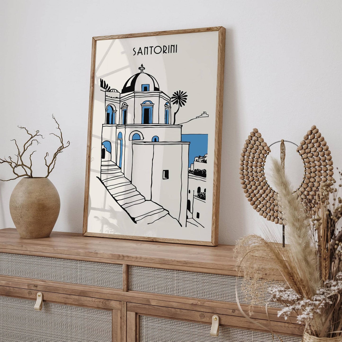 Santorini Minimalist Cityscape Poster