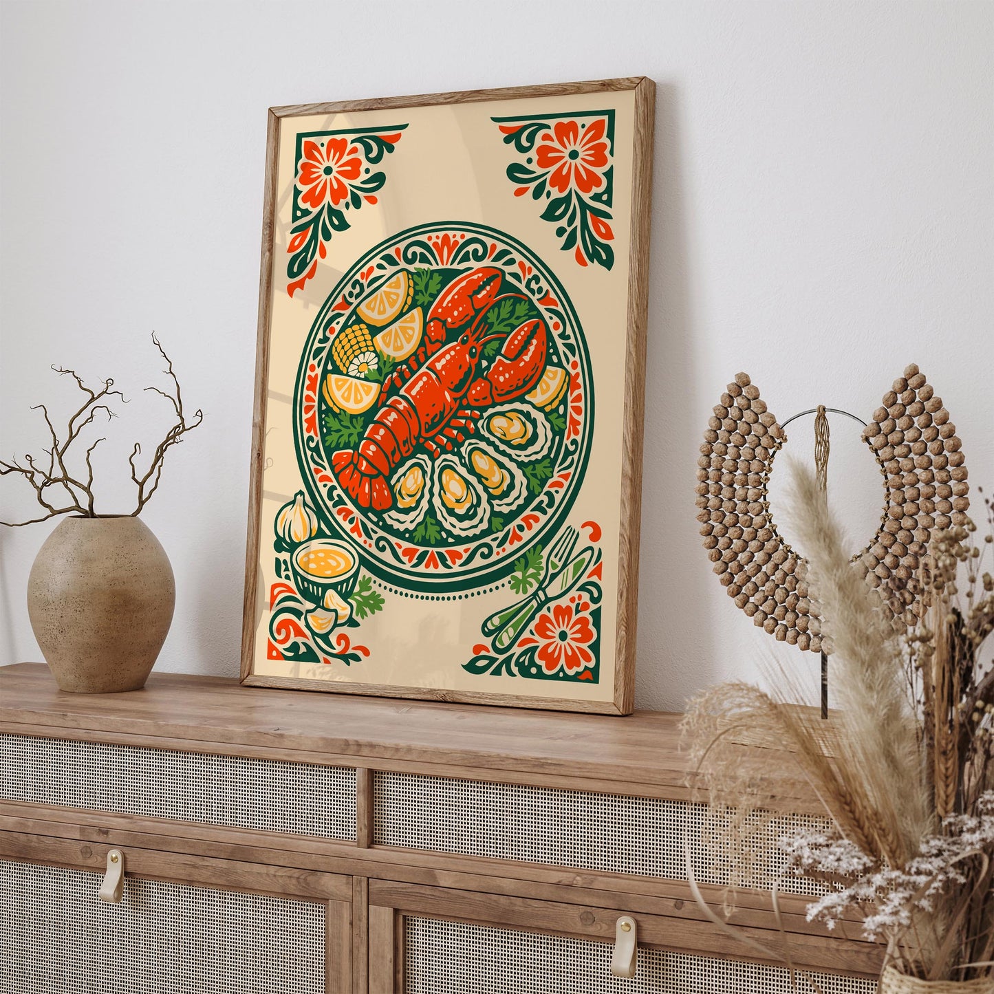 Lobster Plate Wall Art Print – Coastal Kitchen Decor Poster
