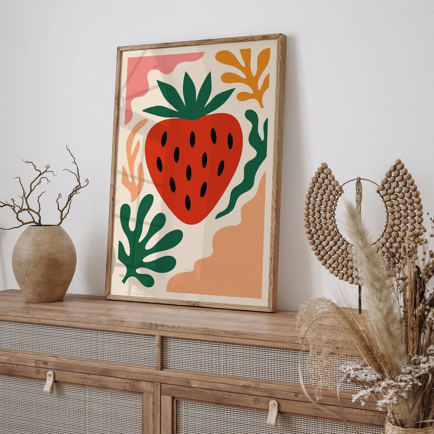 Bohemian Retro Strawberry Poster