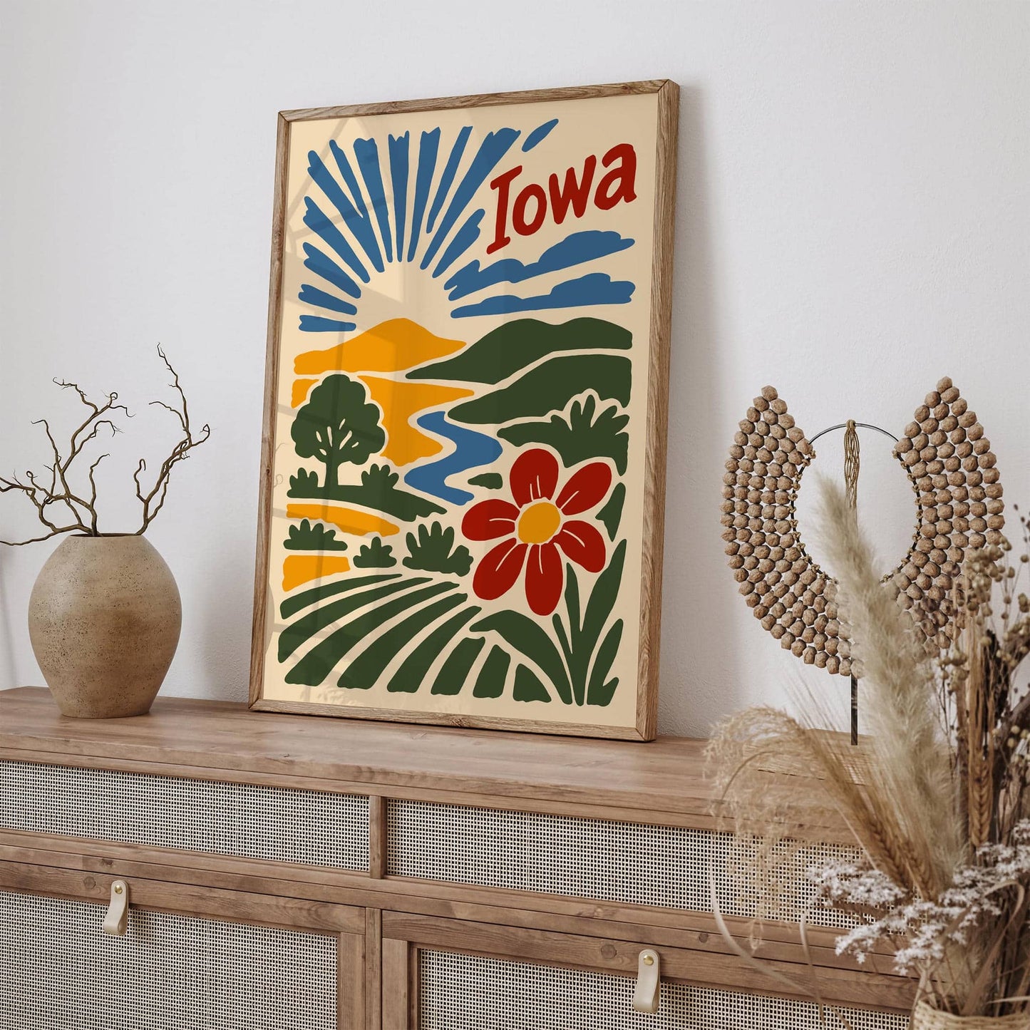 Retro Iowa Landscape Art Print