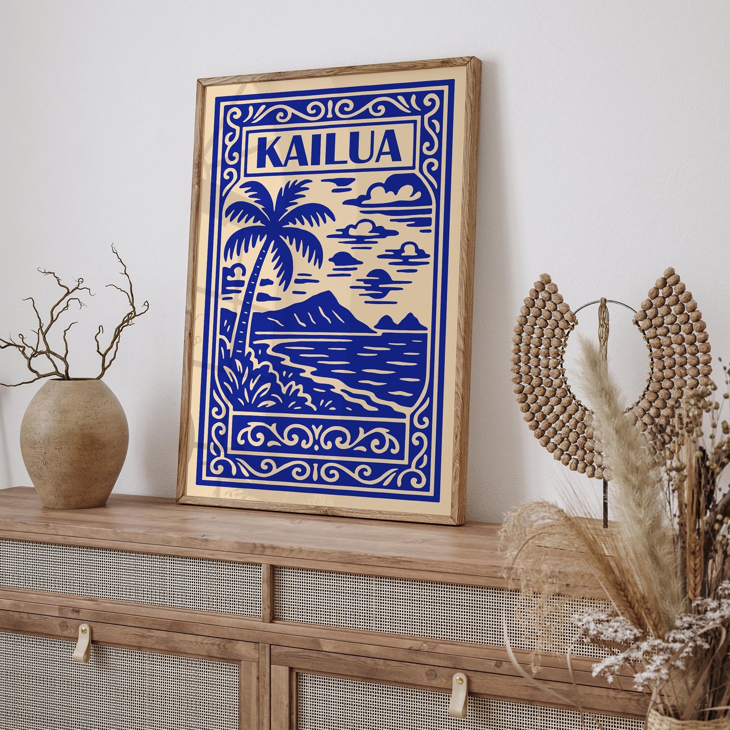 Kailua Travel Poster - Blue Hawaii Landscape Wall Art Print