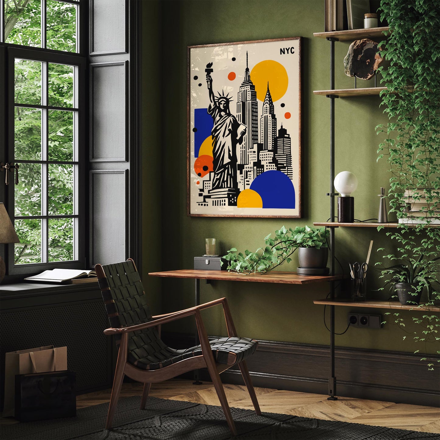NYC Travel Poster – Modern Cityscape Wall Art Print