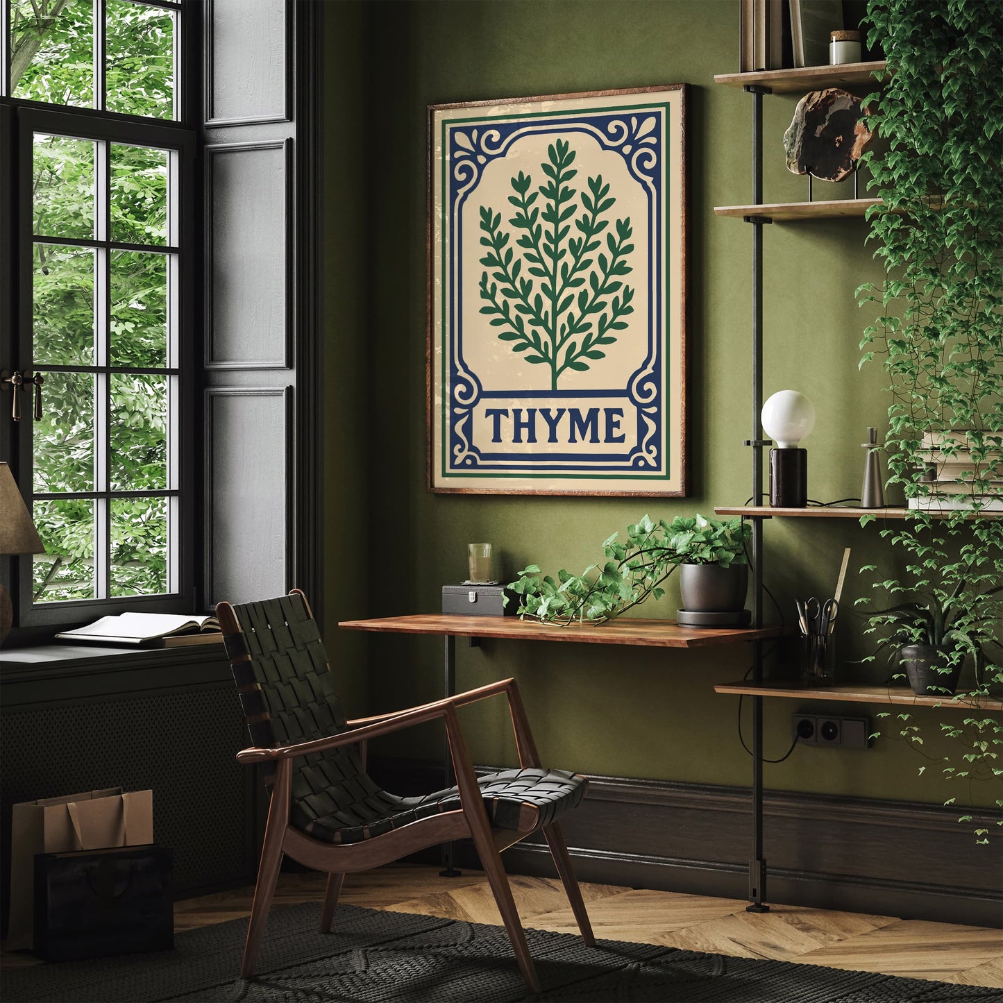 Thyme Herb Poster - Victorian Elegant Art Print for Kitchen