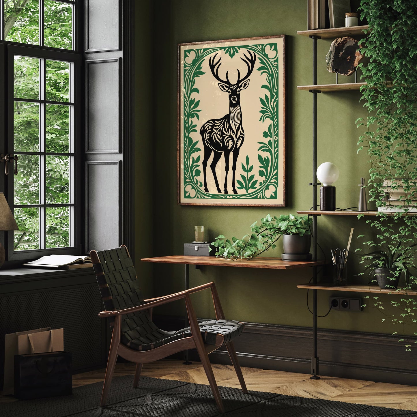 Rococo Deer Animal Art Print for Home Decor