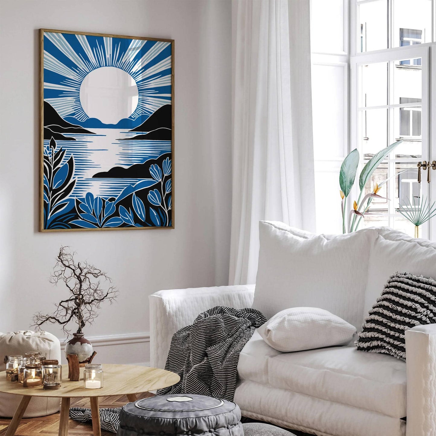 Blue Peaceful Sunset Wall Art - HypeSheriff