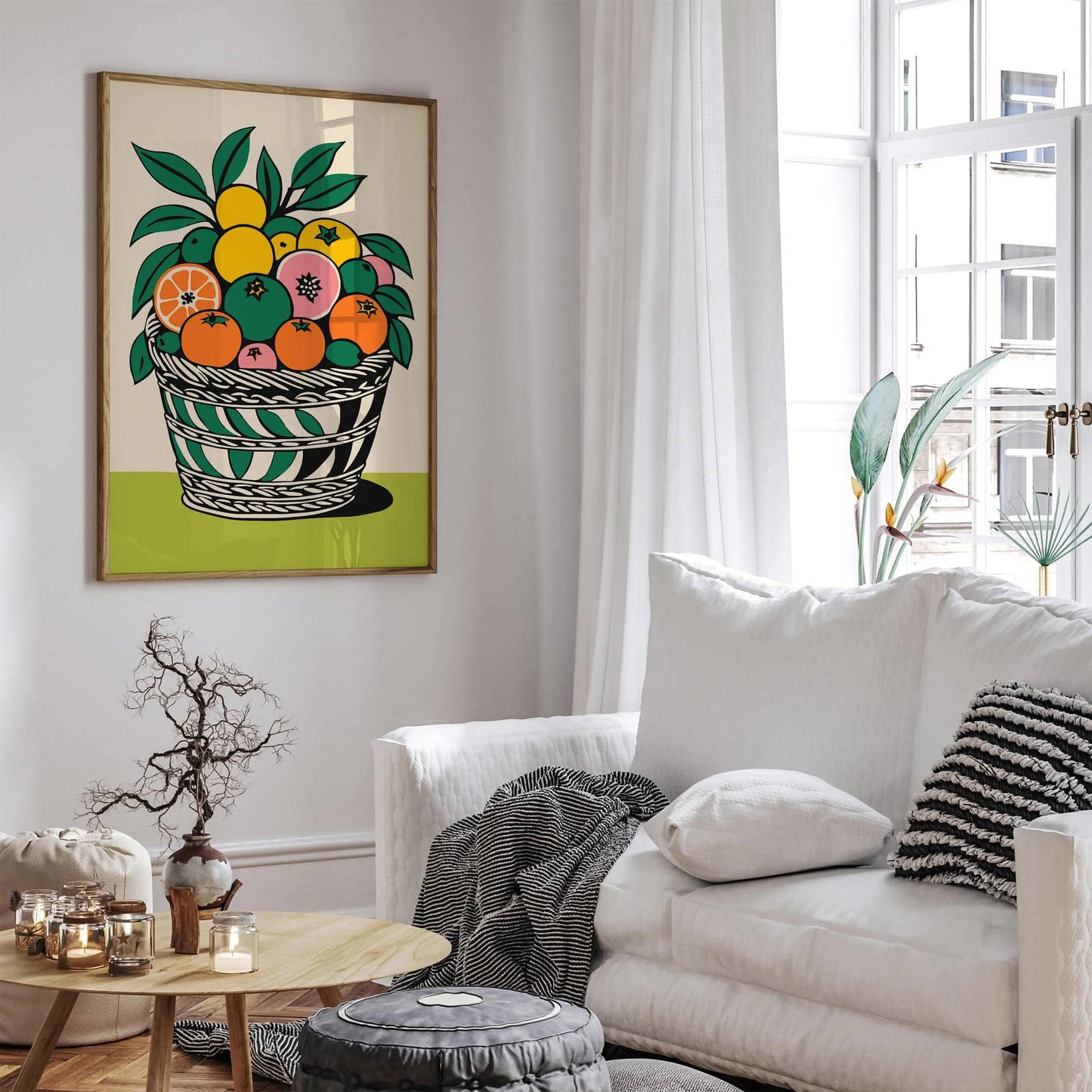 Retro Fruit Basket Kitchen Art Print - HypeSheriff
