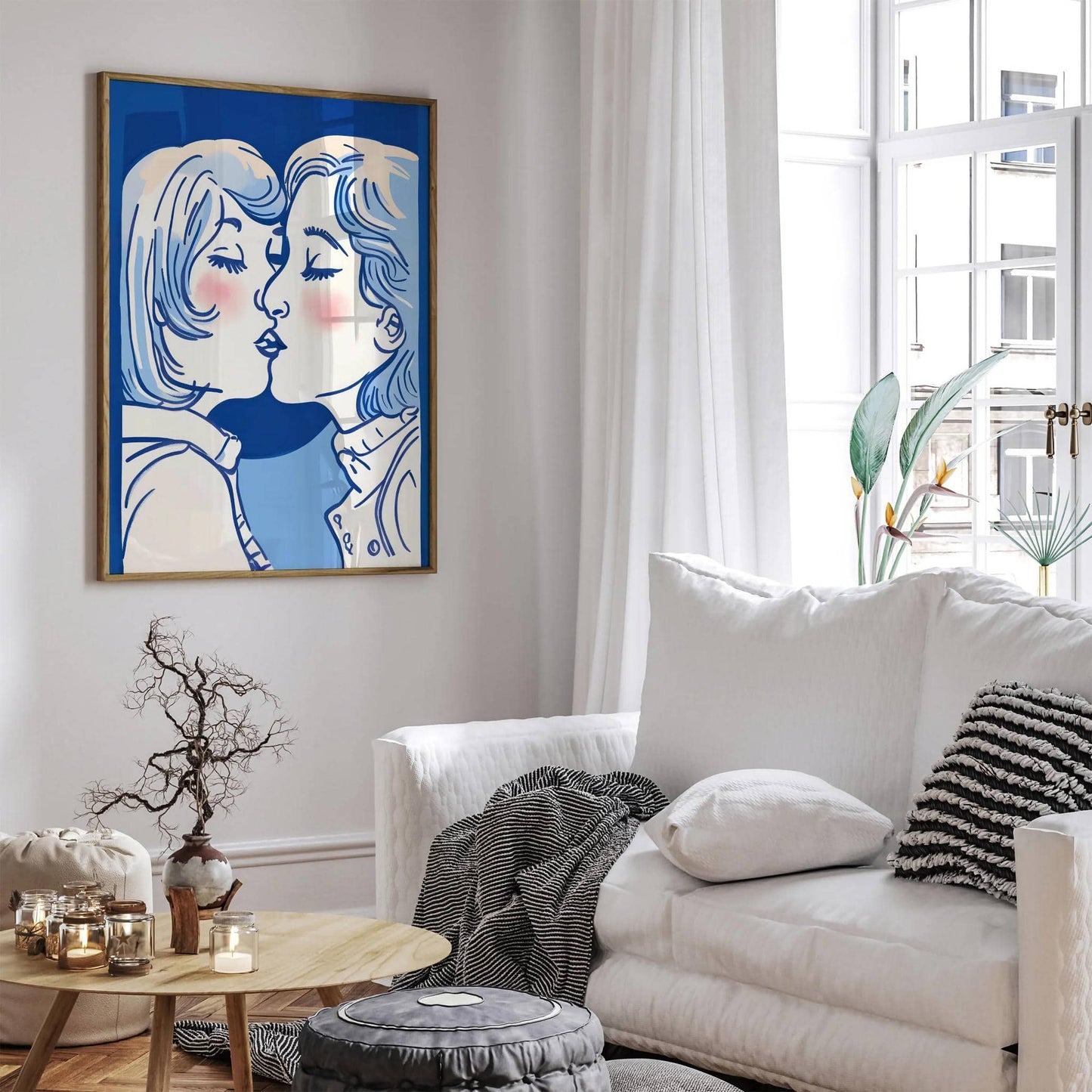Kissing Girls Cute Quirky Dorm Wall Art - HypeSheriff