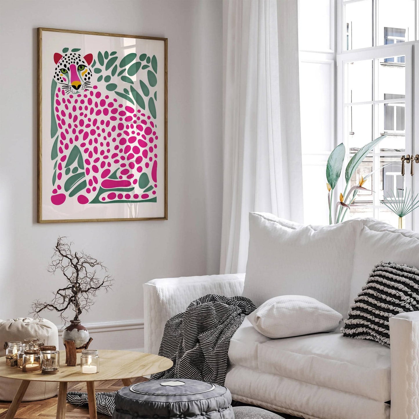 Pink Jungle Panther Art Print - HypeSheriff